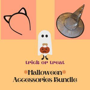 2 pc Halloween Accessories Bundle - Cat Ears & Witch Hat